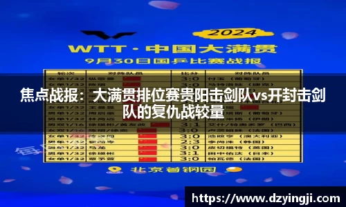焦点战报：大满贯排位赛贵阳击剑队vs开封击剑队的复仇战较量